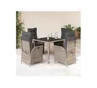 Vidaxl Ensemble À Manger De Jardin 5 Pcs Coussins Gris Résine Tressée