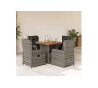 Vidaxl Ensemble À Manger De Jardin 5 Pcs Coussins Gris Résine Tressée
