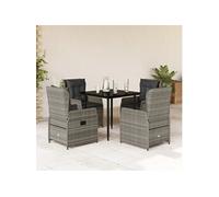 Vidaxl Ensemble À Manger De Jardin 5 Pcs Coussins Gris Résine Tressée