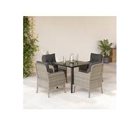 Vidaxl Ensemble À Manger De Jardin Et Coussins 5 Pcs Gris Clair Rotin