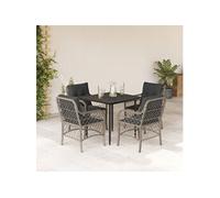 Ensemble de Bistro et Coussins Table 3 pcs Gris Clair Résine Tressée vidaXL