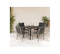 Vidaxl Ensemble À Manger De Jardin Et Coussins 5 Pcs Gris Clair Rotin