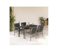 Vidaxl Ensemble À Manger De Jardin Et Coussins 5 Pcs Gris Clair Rotin