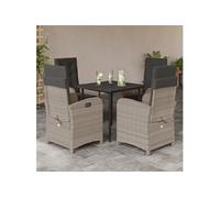Vidaxl Ensemble À Manger De Jardin Et Coussins 5 Pcs Gris Clair Rotin