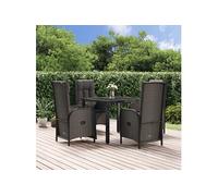 Vidaxl Mobilier À Dîner De Jardin Et Coussins 5pcs Noir Résine Tressée