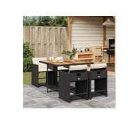 Vidaxl Ensemble À Manger De Jardin Coussins 5pcs Noir Résine Tressée