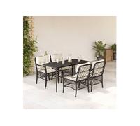 5-delige Tuinset met kussens poly rattan zwart3212084