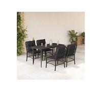 5-delige Tuinset met kussens poly rattan zwart3212098