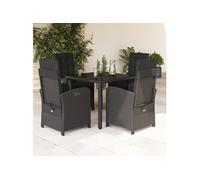 Vidaxl Ensemble À Manger De Jardin Coussins 5pcs Noir Résine Tressée