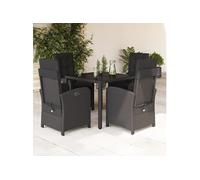 Vidaxl Ensemble À Manger De Jardin Coussins 5pcs Noir Résine Tressée