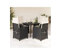 5-delige Tuinset met kussens poly rattan zwart3212291