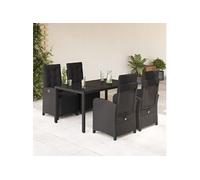 Vidaxl Ensemble À Manger De Jardin Coussins 5pcs Noir Résine Tressée
