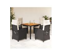 Vidaxl Ensemble À Manger De Jardin Coussins 5pcs Noir Résine Tressée