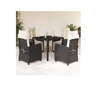 Ensemble à Manger de Jardin avec Coussins Table 5 pcs Noir Résine Tressée vidaXL