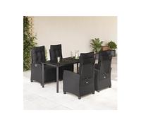 Vidaxl Ensemble À Manger De Jardin Coussins 5pcs Noir Résine Tressée