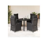 Vidaxl Ensemble À Manger De Jardin Coussins 5pcs Noir Résine Tressée