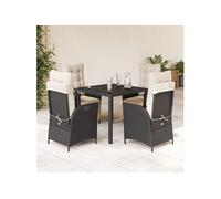 Vidaxl Ensemble À Manger De Jardin Coussins 5pcs Noir Résine Tressée