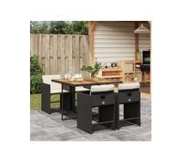 5-delige Tuinset met kussens poly rattan zwart3277850