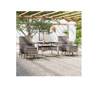 Vidaxl Ensemble À Manger Jardin 5 Pcs Résine Tressée Verre Trempé Gris