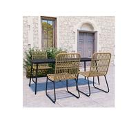 5-delige Tuinset poly rattan en glas3060233