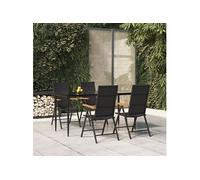 Vidaxl Ensemble À Dîner De Jardin 5 Pcs Noir Et Marron Résine Tressée