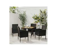 Vidaxl Mobilier À Dîner D'extérieur 5 Pcs Résine Tressée Noir Noir