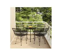 5-delige Tuinset poly rattan zwart3157838