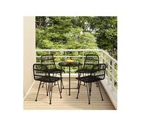 5-delige Tuinset poly rattan zwart3157840