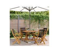 Vidaxl Ensemble À Manger De Jardin 5pcs Noir Polypropylène Bois Massif