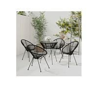5-delige Tuinset PVC-rattan zwart3060280