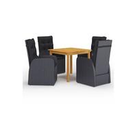 Ensemble de Salle à Manger de Jardin 5 pcs Table et Chaises de Repas de Patio Mobilier à Dîner de Terrasse Mobilier d'Extérieur Noir