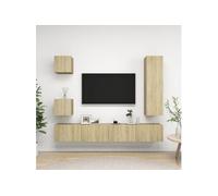 5-delige Tv-meubelset bewerkt hout sonoma eikenkleurig3079012