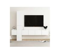Vidaxl Ensemble De Meubles Tv 5 Pcs Blanc Bois D'ingénierie Blanc