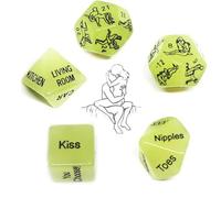 ̣ σ 5 Dés Lumineux Verts, Jouets De Déroulement Préférés Pour Les Activités De Fête, Bar Divertissement à Domicile, Cadeau Pour Hommes Et Femmes