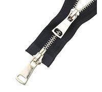 5# Double curseur Zipper 60/70/80/90/100/120 / 150cm Verrouillage automatique en métal Fermeture éclair, noir, 5#, 150cm