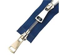 5# Double Sliders 60/70 / 80/90 / 100/120 / 150cm de verrouillage automatique en métal or rose Fermeture éclair bleu paon 5#, 80cm
