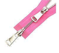 5# Double Sliders 60/70 / 80/90 / 100/120 / 150cm de verrouillage automatique en métal or rose Fermeture éclair rose 5#, 80cm