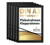 5 Dreifke® Cadre à clip | Angles en onglet, DIN A3, noir | profil en aluminium de 25 mm, avec protection antireflet | Cadre d'affichage modulable, Cadre interchangeable