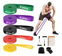 5 élastiques musculation, 5 niveaux, avec poignées, ancre de porte pour fitness