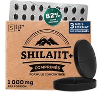5 elementum Shilajit Pure Himalaya 180 Comprimés Hautement Dosés, 90 000 mg Total, 82 % d’Acide Fulvique | Comprimés d’Origine Himalaya Faciles à Avaler | Mumijo Authentique | Testé Eurofins