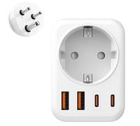 5 en 1 Adaptateur de Voyage, Adaptateur Prise Inde Type D avec 1 AC & 2 USB-C & 2 USB-A pour Inde, Sri Lanka, Népal, Congo