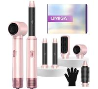 5 en 1 Air Brush Styler Brosse Soufflante Brushing Brosse Coiffante Chauffante avec Sèche Cheveux Boucleur a Cheveux à Air Brosse à Lissante Ensemble Airbrush Airstyler Hairstyler Coiffure, Rose