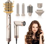 5 En 1 Brosse Soufflante,1000W Air Styler,Seche Cheveux,Boucleur A Air,Thermal Brush,Hair Styler Avec 5 Accessoires,3 Températures,Brosse Lissante Pour Sécher,Boucler,Lisser