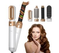 5 en 1 Brosse Soufflante Air Styler Set, Multifonction Brosse Soufflante, Sèche-cheveux Ionique Professionnel, Brosse chauffante pour cheveux courts, Cheveux raides à ondulé (Blanc)