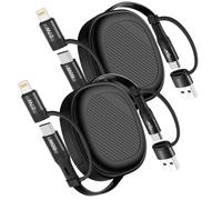 5 En 1 Cable Multi Chargeur[2Pack, 1.2M], Pd 60W Câbles Universel Usb A/C Vers Usb C/Lightning Charge Rapide Câble Rétractable Multi Embout Pour Iphone 16/15/14/13 Pro Max/Se/Ipad/[CAB9160972]