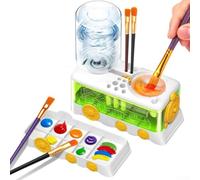 5 en 1 Cartoon Paint Brush Cleaner avec plateau (vert blanchâtre)