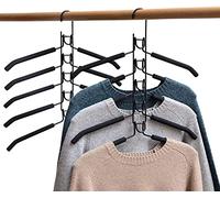 5 en 1 Cintres à vêtements [Pack de 2], Multi-Couches en métal éponge, économie d'espace avec éponge EVA Multicouche pour Veste, Manteau, Pantalon, Chemise (Noir)