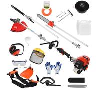 5 en 1 Débroussailleuse - Taille-haie à essence - Tronçonneuse - 2 temps - 52cc - ROUGE - 180*35*35CM