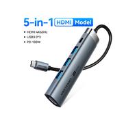 (5-en-1 HDMI 4K60Hz) Concentrateur USB C Vention 4K 60Hz Type C vers HDMI RJ45 Ethernet PD 100W compatible