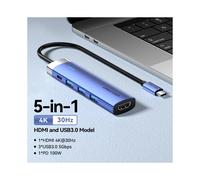 (5-en-1 HDMI USB3.0) Adaptateur Vention USB C HUB Type-C vers HDMI 2.0 4K 30 Hz USB 3.0 HUB PD100W Dock